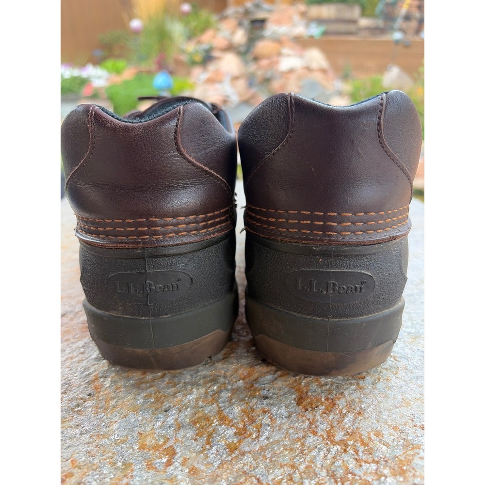Vintage LL Bean Storm Chaser Duck Boots Mens 12 Wide Brown Leather Waterproof - Picture 5 of 8